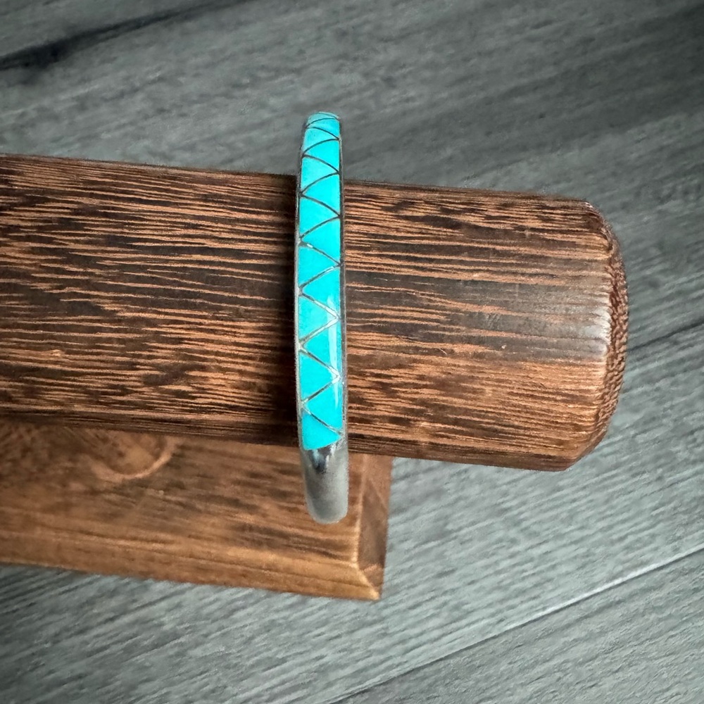 Turquoise and Silver Geometric Bracelet Sterling